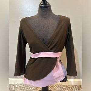 y2k herstory Brown and pink asymmetrical top